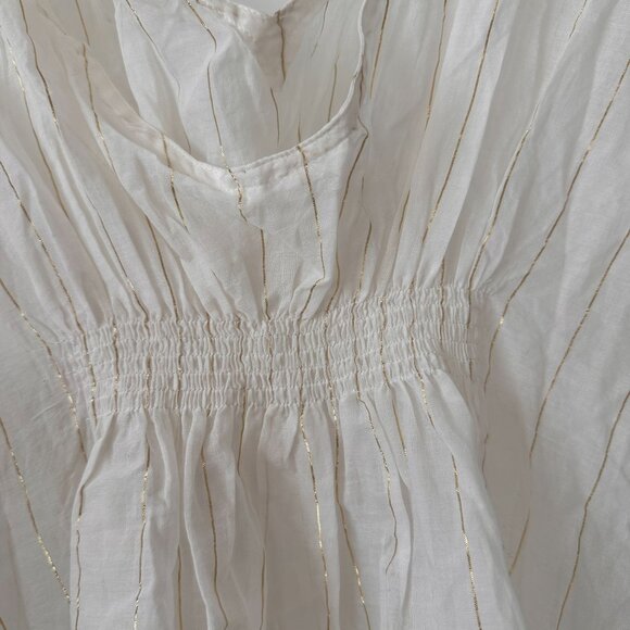 Onia Alessandra Plunging Striped Swim Coverup Dress White Mini Batwing Size S/P - Picture 4 of 7